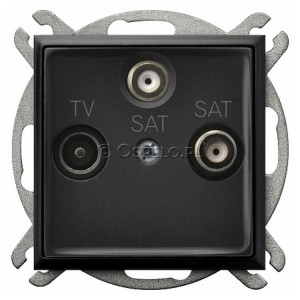 GPA-U2S/m/33 Gniazdo RTV-SAT-SAT z dwoma wyjściami SAT Czarny Metalik Ospel Aria - Widok z przodu