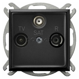 GPA-US/m/33 Gniazdo RTV-SAT końcowe Czarny Metalik Ospel Aria - Widok z przodu