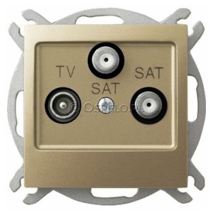 GPA-Y2S/m/28 Gniazdo RTV-SAT-SAT z dwoma wyjściami SAT Złoty Metalik Ospel Impresja - Widok z przodu