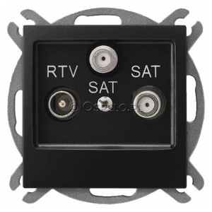 GPA-Y2S/m/33 Gniazdo RTV-SAT-SAT z dwoma wyjściami SAT Czarny Metalik Ospel Impresja - Widok z przodu