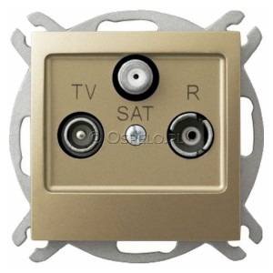 GPA-YS/m/28 Gniazdo RTV-SAT końcowe Złoty Metalik Ospel Impresja - Widok z przodu