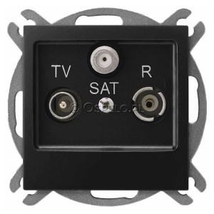 GPA-YSP/m/33 Gniazdo RTV-SAT przelotowe Czarny Metalik Ospel Impresja - Widok z przodu