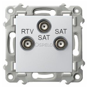 GPA-Z2S/m/00 Gniazdo antenowe RTV-SAT-SAT z dwoma wyjściami SAT Biały Ospel Szafir - Widok z przodu