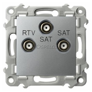 GPA-Z2S/m/18 Gniazdo antenowe RTV-SAT-SAT z dwoma wyjściami SAT Srebro Ospel Szafir - Widok z przodu