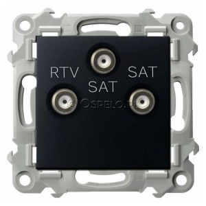 GPA-Z2S/m/33 Gniazdo antenowe RTV-SAT-SAT z dwoma wyjściami SAT Czarny Metalik Ospel Szafir - Widok z przodu