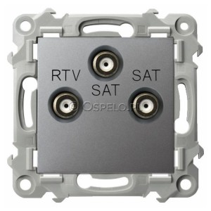 GPA-Z2S/m/70 Gniazdo antenowe RTV-SAT-SAT z dwoma wyjściami SAT Szary Mat. Ospel Szafir - Widok z przodu
