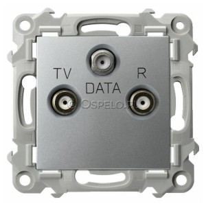 GPA-ZD/m/18 Gniazdo antenowe RTV DATA Srebro Ospel Szafir - Widok z przodu