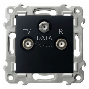 GPA-ZD/m/33 Gniazdo antenowe RTV DATA Czarny Metalik Ospel Szafir - Widok z przodu