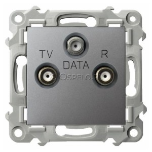 GPA-ZD/m/70 Gniazdo antenowe RTV DATA Szary Mat. Ospel Szafir - Widok z przodu