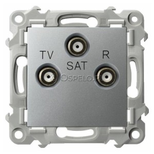 GPA-ZS/m/18 Gniazdo antenowe RTV-SAT Końcowe Srebro Ospel Szafir - Widok z przodu