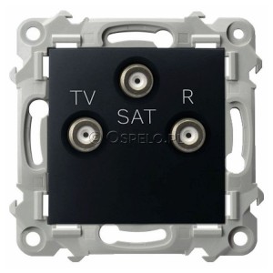 GPA-ZS/m/33 Gniazdo antenowe RTV-SAT Końcowe Czarny Metalik Ospel Szafir - Widok z przodu