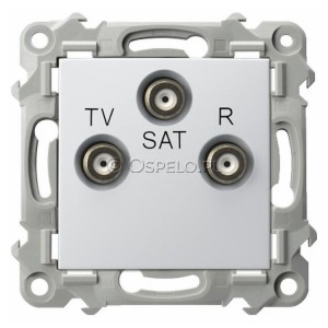 GPA-ZSP/m/00 Gniazdo antenowe RTV-SAT Przelotowe Biały Ospel Szafir - Widok z przodu