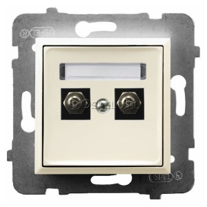 GPE-2U/m/27 Gniazdo ekwipotencjalne podwójne Ecru Ospel Aria - Widok z przodu