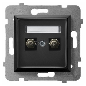 GPE-2U/m/33 Gniazdo ekwipotencjalne podwójne Czarny Metalik Ospel Aria - Widok z przodu