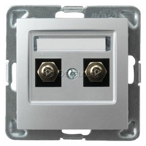 GPE-2Y/m/18 Gniazdo ekwipotencjalne podwójne Srebro Ospel Impresja - Widok z przodu