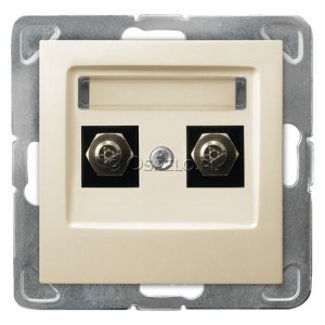 GPE-2Y/m/27 Gniazdo ekwipotencjalne podwójne Ecru Ospel Impresja - Widok z przodu