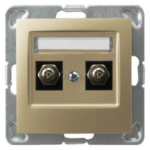 GPE-2Y/m/28 Gniazdo ekwipotencjalne podwójne Złoty Metalik Ospel Impresja - Widok z przodu