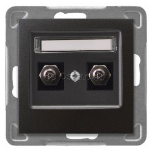 GPE-2Y/m/50 Gniazdo ekwipotencjalne podwójne Antracyt Ospel Impresja - Widok z przodu