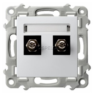 GPE-2Z/m/00 Gniazdo ekwipotencjalne podwójne Biały Ospel Szafir - Widok z przodu