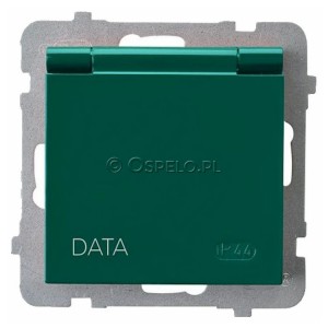 GPH-1GZD/m/12/w Gniazdo bryzgoszczelne z uziemieniem DATA IP44, wieczko w kolorze wyrobu 16A (Zaciski śrubowe) Zielony Ospel As - Widok z przodu