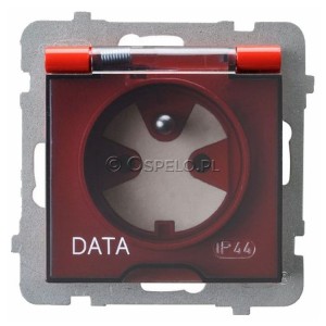 GPH-1GZK/m/00/d Gniazdo bryzgoszczelne z uziemieniem DATA z kluczem uprawniającym IP44, wieczko przezroczyste 16A (Zaciski śrubowe) Czerwony Ospel As - Widok z przodu
