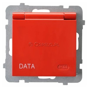 GPH-1GZK/m/00/w Gniazdo bryzgoszczelne z uziemieniem DATA z kluczem uprawniającym IP44, wieczko w kolorze wyrobu 16A (Zaciski śrubowe) Czerwony Ospel As - Widok z przodu