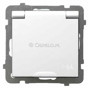 GPH-1GZ/m/00/w Gniazdo bryzgoszczelne z uziemieniem IP44, wieczko w kolorze wyrobu 16A (Zaciski śrubowe) Biały Ospel As - Widok z przodu