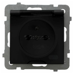 GPH-1GZ/m/33/d Gniazdo bryzgoszczelne z uziemieniem IP44, wieczko przezroczyste 16A (Zaciski śrubowe) Czarny Metalik Ospel As - Widok z przodu