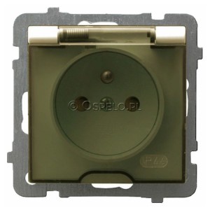 GPH-1GZP/m/27/d Gniazdo bryzgoszczelne z uziemieniem IP44 z przesłonami torów prądowych, wieczko przezroczyste 16A (Zaciski śrubowe) Ecru Ospel As - Widok z przodu