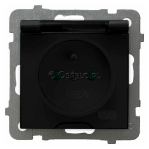 GPH-1GZP/m/33/d Gniazdo bryzgoszczelne z uziemieniem IP44 z przesłonami torów prądowych, wieczko przezroczyste 16A (Zaciski śrubowe) Czarny Metalik Ospel As - Widok z przodu