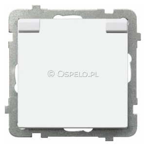 GPH-1RZ/m/00/w Gniazdo bryzgoszczelne z uziemieniem IP44, wieczko w kolorze wyrobu 16A (Zaciski śrubowe) Biały Ospel Sonata - Widok z przodu