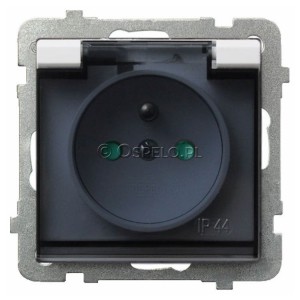 GPH-1RZP/m/00/d Gniazdo bryzgoszczelne z uziemieniem IP44 z przesłonami torów prądowych, wieczko przezroczyste 16A (Zaciski śrubowe) Biały Ospel Sonata - Widok z przodu