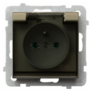 GPH-1RZP/m/39/d Gniazdo bryzgoszczelne z uziemieniem IP44 z przesłonami torów prądowych, wieczko w kolorze wyrobu 16A (Zaciski śrubowe) 16A (Zaciski śrubowe) Szampański Złoty Ospel Sonata - Widok z przodu