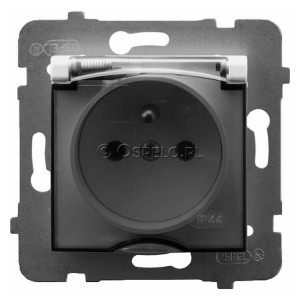 GPH-1UZ/m/00/d Gniazdo bryzgoszczelne z uziemieniem IP44, wieczko przezroczyste 16A (Zaciski śrubowe) Biały Ospel Aria - Widok z przodu