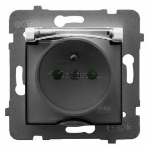 GPH-1UZP/m/00/d Gniazdo bryzgoszczelne z uziemieniem IP44 i przesłonami torów prądowych, wieczko przezroczyste 16A (Zaciski śrubowe) Biały Ospel Aria - Widok z przodu