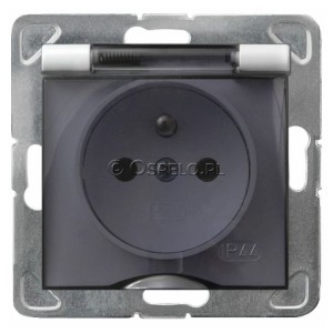 GPH-1YZ/m/00/d Gniazdo bryzgoszczelne z uziemieniem IP44, wieczko przezroczyste 16A (Zaciski śrubowe) Biały Ospel Impresja - Widok z przodu