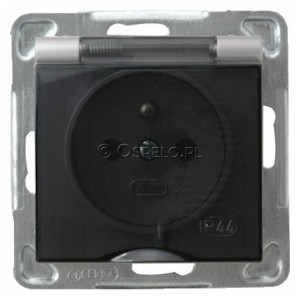 GPH-1YZ/m/18/d Gniazdo bryzgoszczelne z uziemieniem IP44, wieczko przezroczyste 16A (Zaciski śrubowe) Srebro Ospel Impresja - Widok z przodu