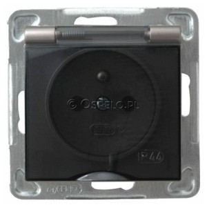 GPH-1YZ/m/23/d Gniazdo bryzgoszczelne z uziemieniem IP44, wieczko przezroczyste 16A (Zaciski śrubowe) Tytan Ospel Impresja - Widok z przodu