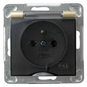 GPH-1YZ/m/28/d Gniazdo bryzgoszczelne z uziemieniem IP44, wieczko przezroczyste 16A (Zaciski śrubowe) Złoty Metalik Ospel Impresja - Widok z przodu