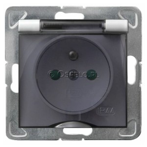 GPH-1YZP/m/00/d Gniazdo bryzgoszczelne z uziemieniem IP44 z przesłonami torów prądowych, wieczko przezroczyste 16A (Zaciski śrubowe) Biały Ospel Impresja - Widok z przodu