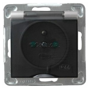 GPH-1YZP/m/18/d Gniazdo bryzgoszczelne z uziemieniem IP44 z przesłonami torów prądowych, wieczko przezroczyste 16A (Zaciski śrubowe) Srebro Ospel Impresja - Widok z przodu