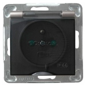 GPH-1YZP/m/23/d Gniazdo bryzgoszczelne z uziemieniem IP44 z przesłonami torów prądowych, wieczko przezroczyste 16A (Zaciski śrubowe) Tytan Ospel Impresja - Widok z przodu