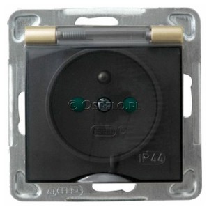 GPH-1YZP/m/28/d Gniazdo bryzgoszczelne z uziemieniem IP44 z przesłonami torów prądowych, wieczko przezroczyste 16A (Zaciski śrubowe) Złoty Metalik Ospel Impresja - Widok z przodu