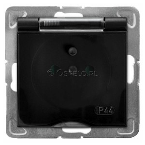 GPH-1YZP/m/33/d Gniazdo bryzgoszczelne z uziemieniem IP44 z przesłonami torów prądowych, wieczko przezroczyste 16A (Zaciski śrubowe)  Czarny Metalik