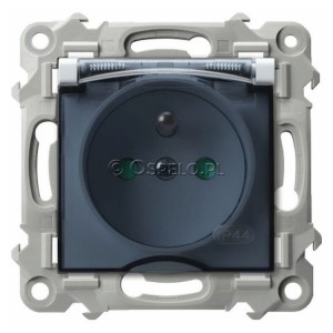 GPH-1ZZP/m/00/d Gniazdo bryzgoszczelne z uziemieniem IP44 i przesłonami torów prądowych, wieczko przezroczyste 16A (Zaciski śrubowe) Biały Ospel Szafir - Widok z przodu