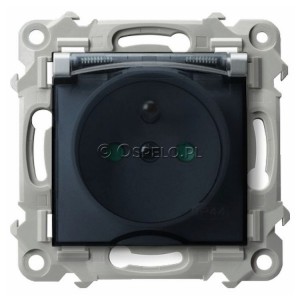 GPH-1ZZP/m/18/d Gniazdo bryzgoszczelne z uziemieniem IP44 i przesłonami torów prądowych, wieczko przezroczyste 16A (Zaciski śrubowe) Srebro Ospel Szafir - Widok z przodu