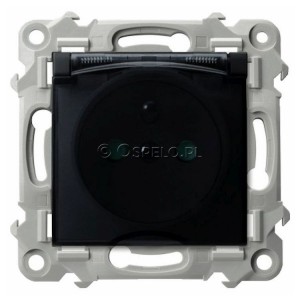 GPH-1ZZP/m/33/d Gniazdo bryzgoszczelne z uziemieniem IP44 i przesłonami torów prądowych, wieczko przezroczyste 16A (Zaciski śrubowe) Czarny Metalik Ospel Szafir - Widok z przodu