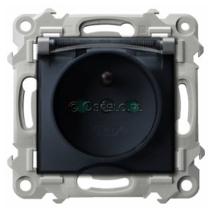 GPH-1ZZP/m/70/d Gniazdo bryzgoszczelne z uziemieniem IP44 i przesłonami torów prądowych, wieczko przezroczyste 16A (Zaciski śrubowe) Szary Mat. Ospel Szafir - Widok z przodu