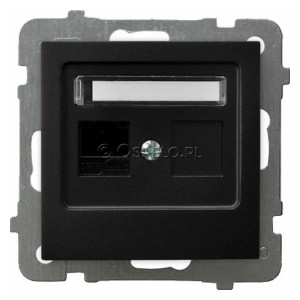 GPK-1G/K/m/33 Gniazdo komputerowe pojedyncze kat. 5e MMC Czarny Metalik Ospel As - Widok z przodu