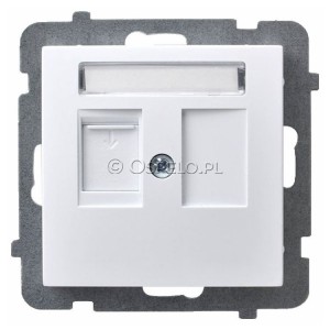 GPK-1GP/p/00 Pokrywa gniazda pojedynczego z przesłoną typu Keystone prosta Biały Ospel As - Widok z przodu
